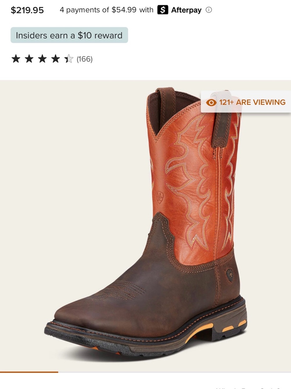 Ariat mens western cowboy boots square toe 13 D